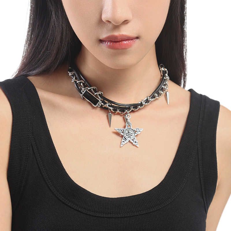 Punk Star Rivet Metal Choker Necklace