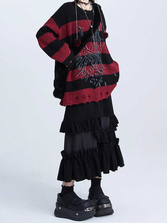 Goth Red Pullover Sweater