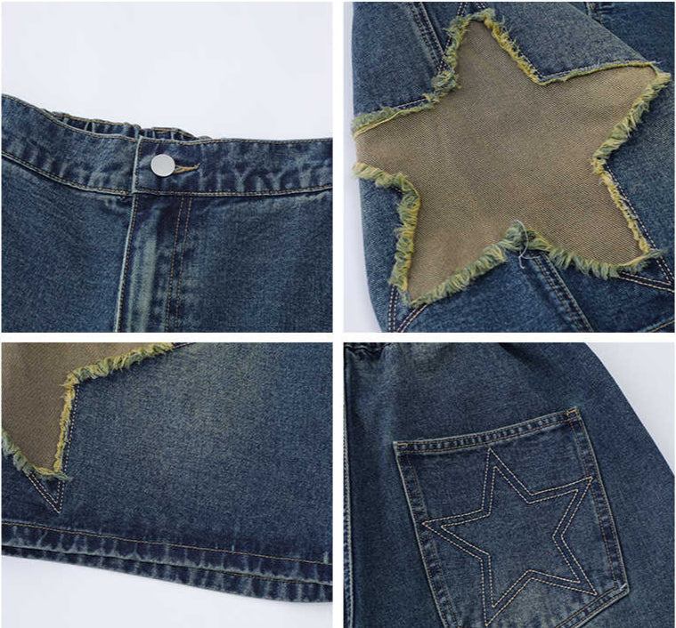 Y2K Street Star Denim Shorts