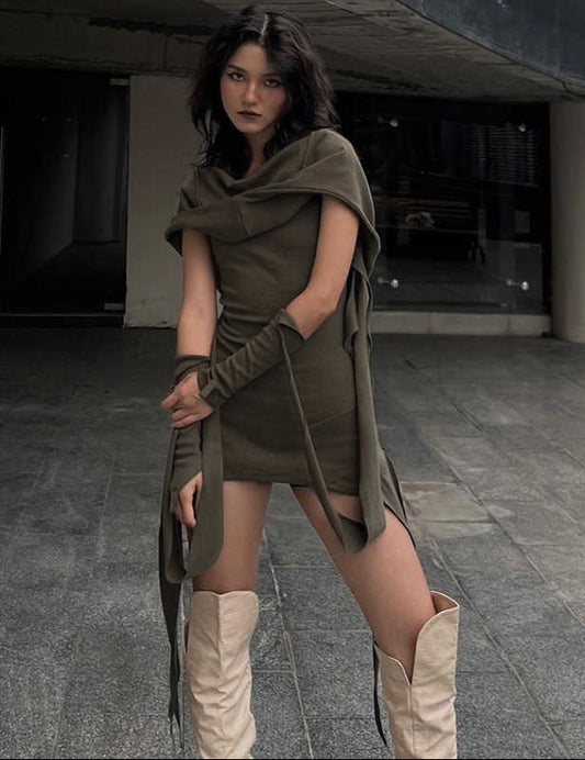 Grunge Hooded Irregular Dress