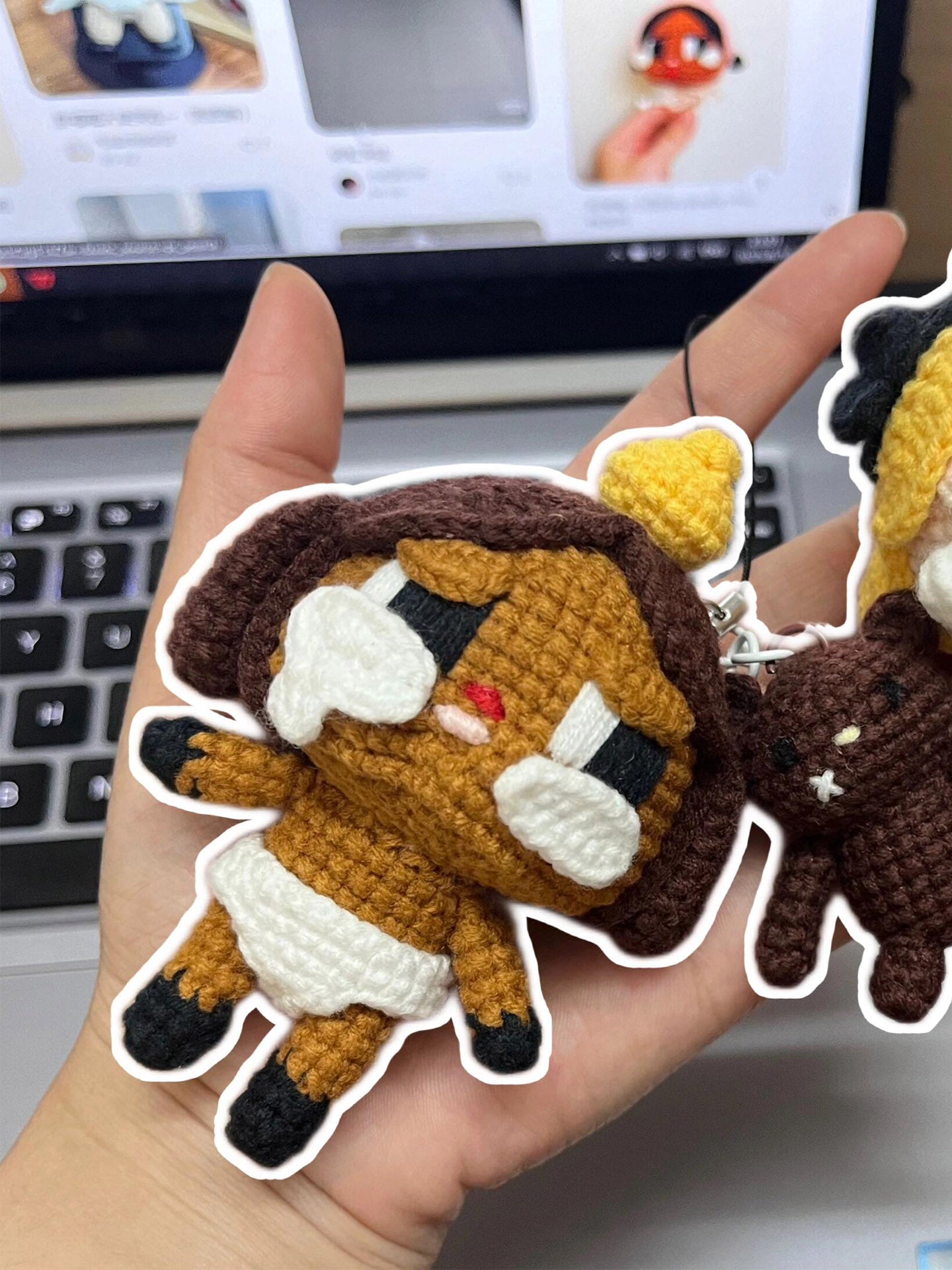 diy wool cute crying baby bear pendant