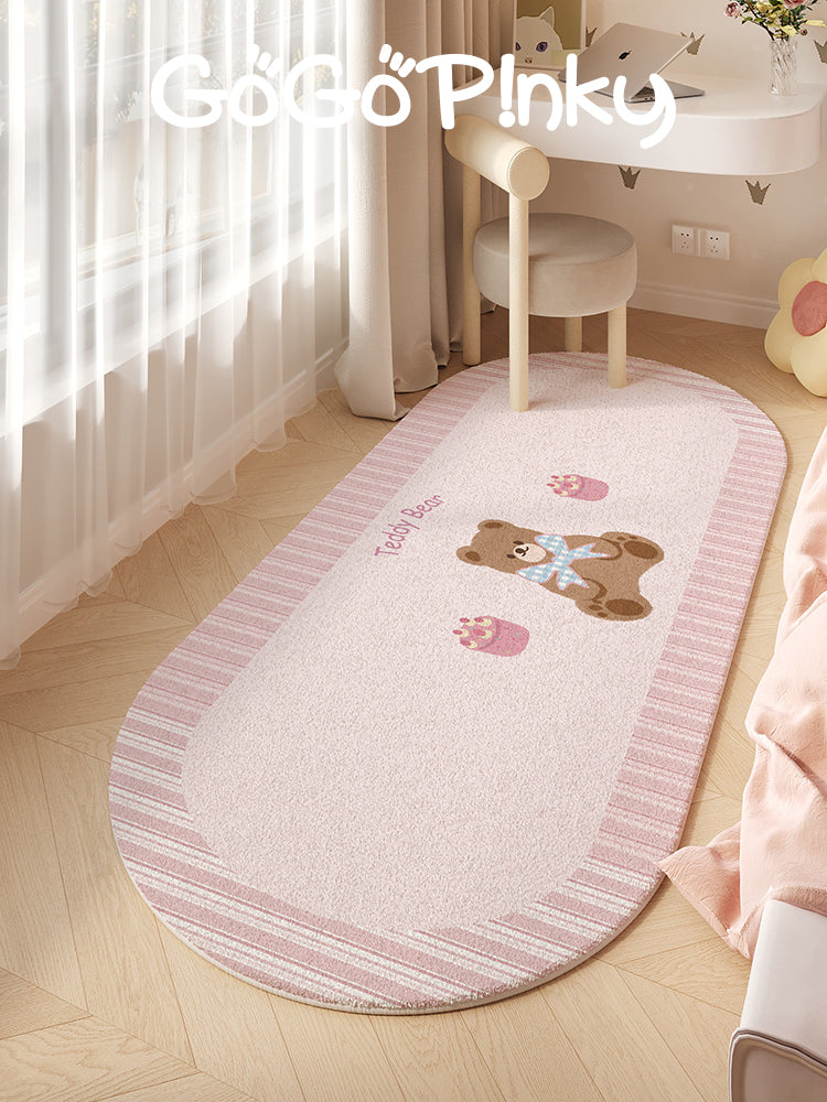 cute cartoon teddy bear plush foot mat