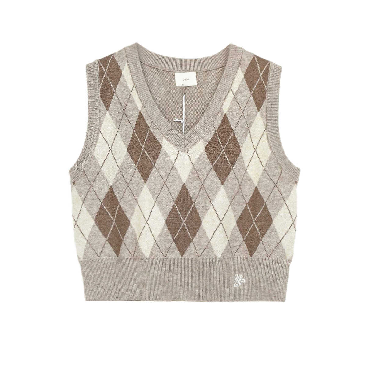 Preppy Rhombus V-neck Knitted Vest