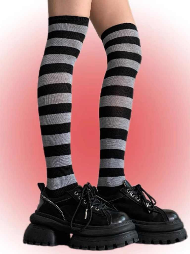 Y2K Striped Knee-high Stockings