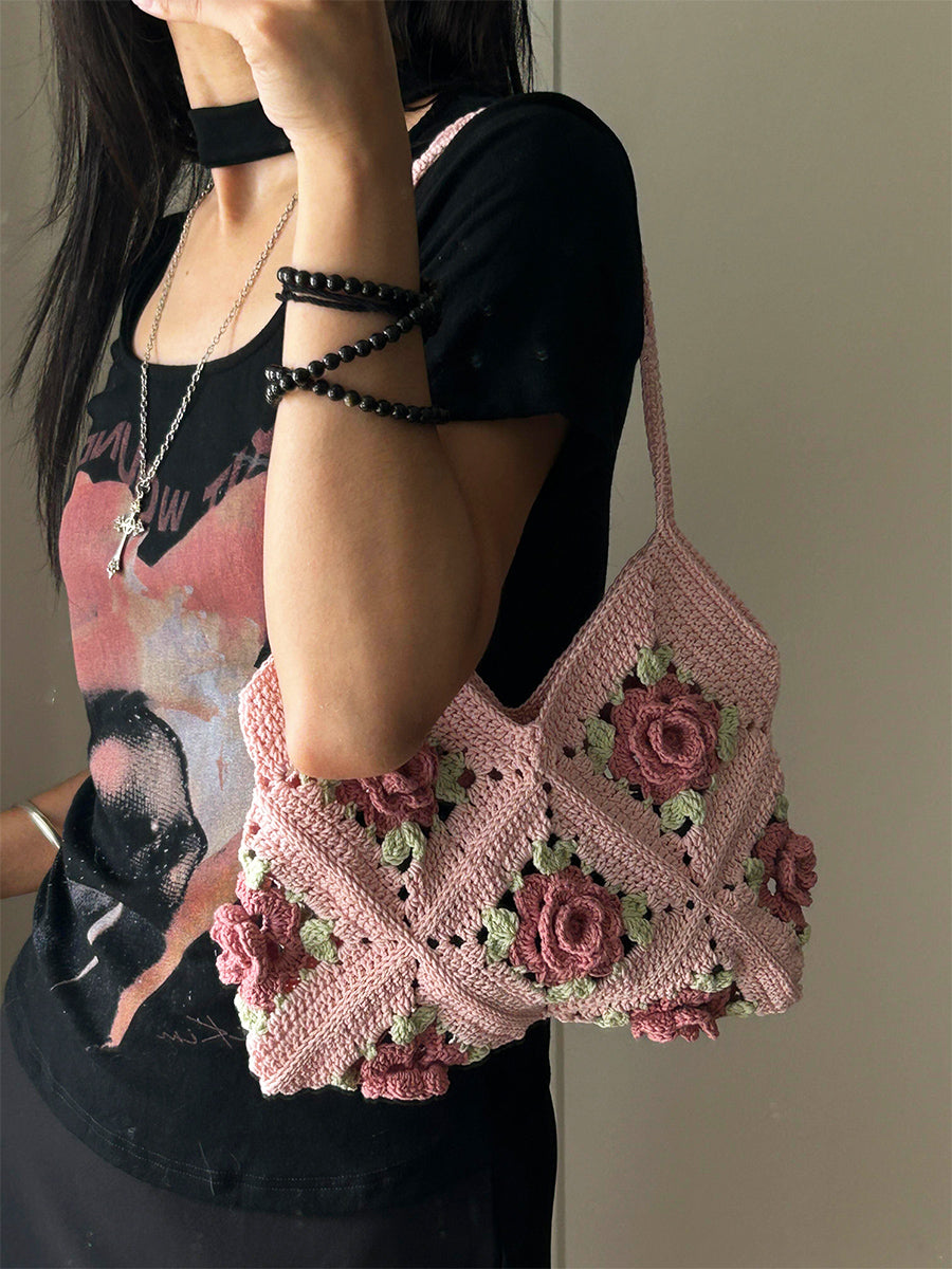 Wool diy Summer Rose Bag