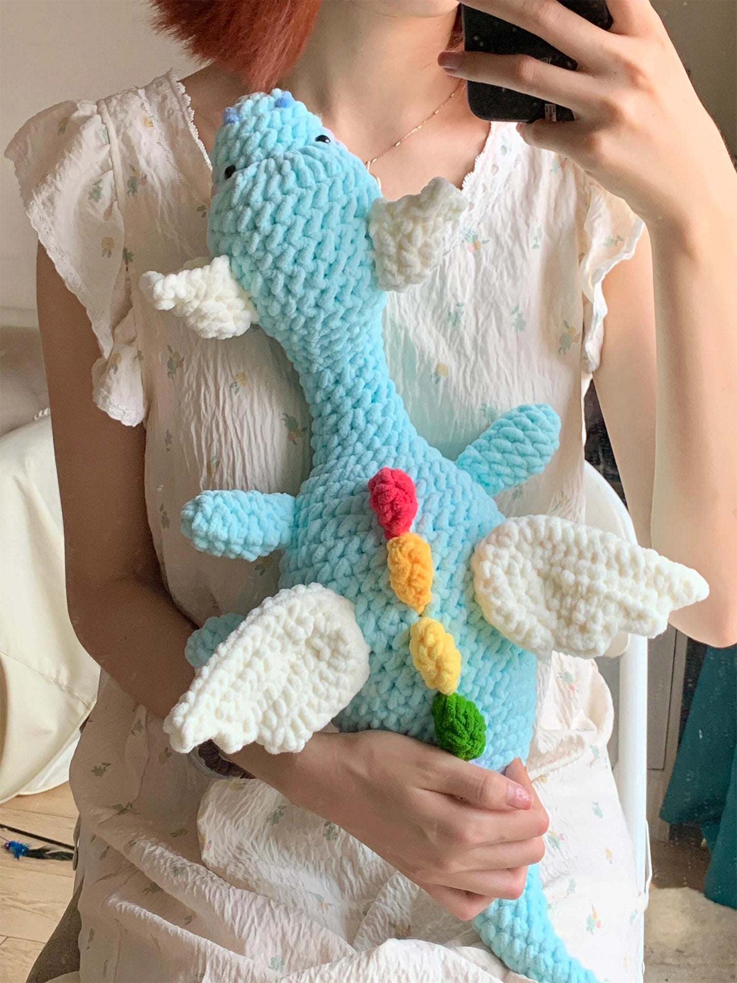 diy crocheted little milk dragon pillow