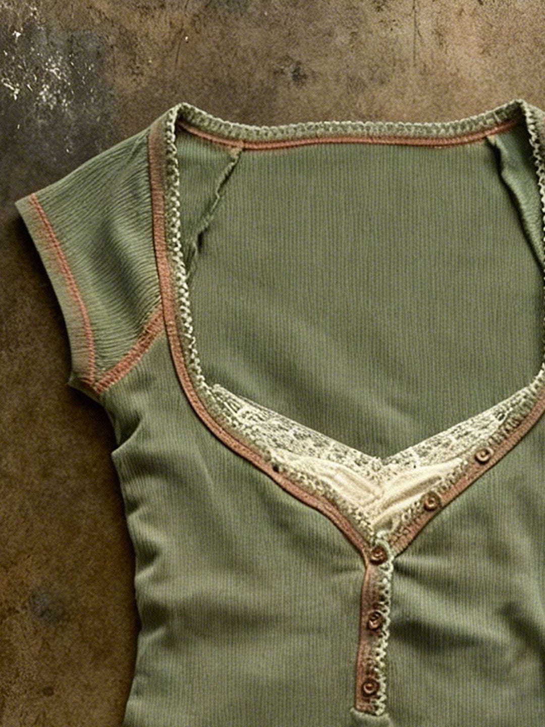 vintage lace green shirt