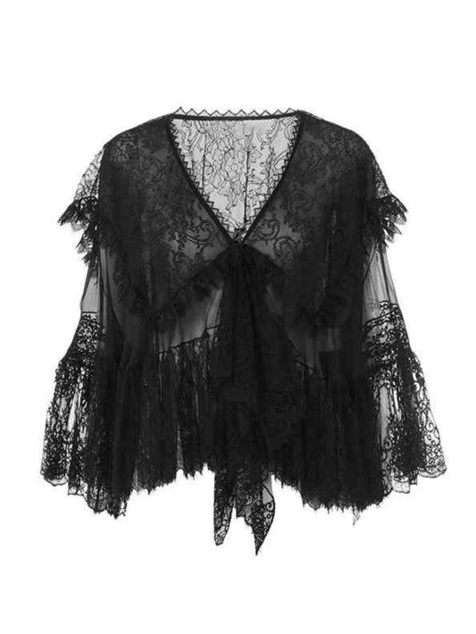 Dark Coquette Lace Mesh Shawl