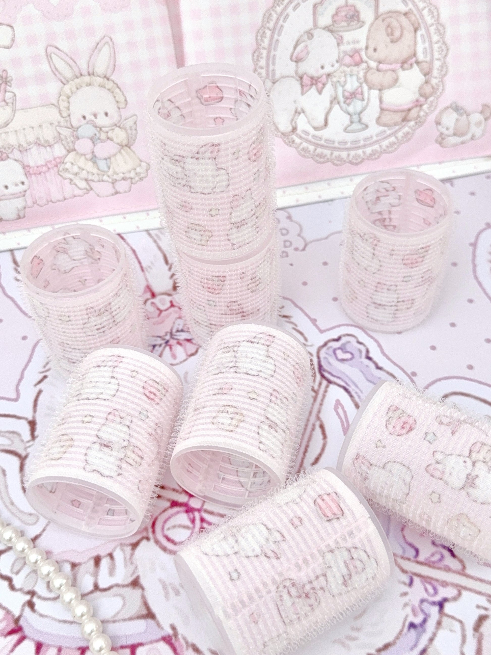kawaii styling plastic hair curlers