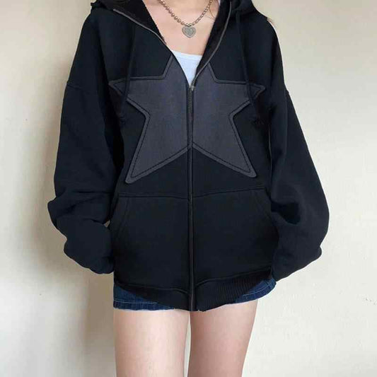 Y2K Retro Star Zip-up Hoodie