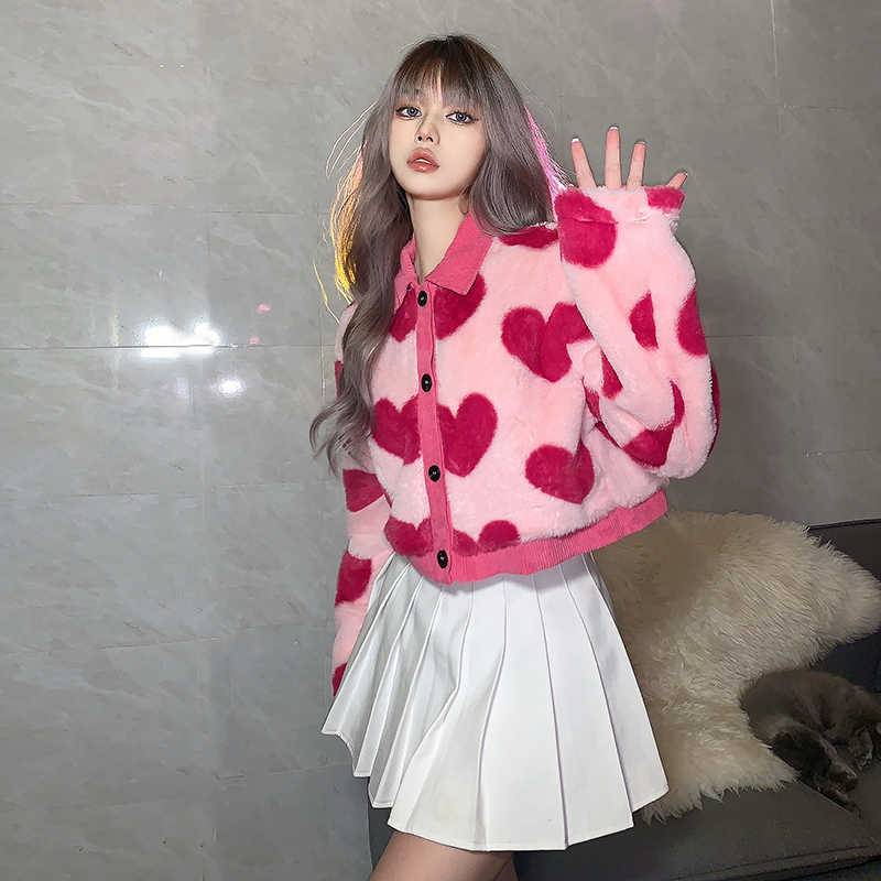 Cute Plush Heart Cardigan