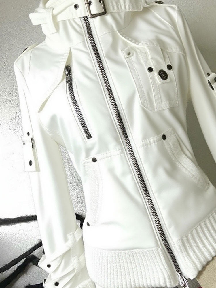 Retro Motorcycle Wear White Jacket