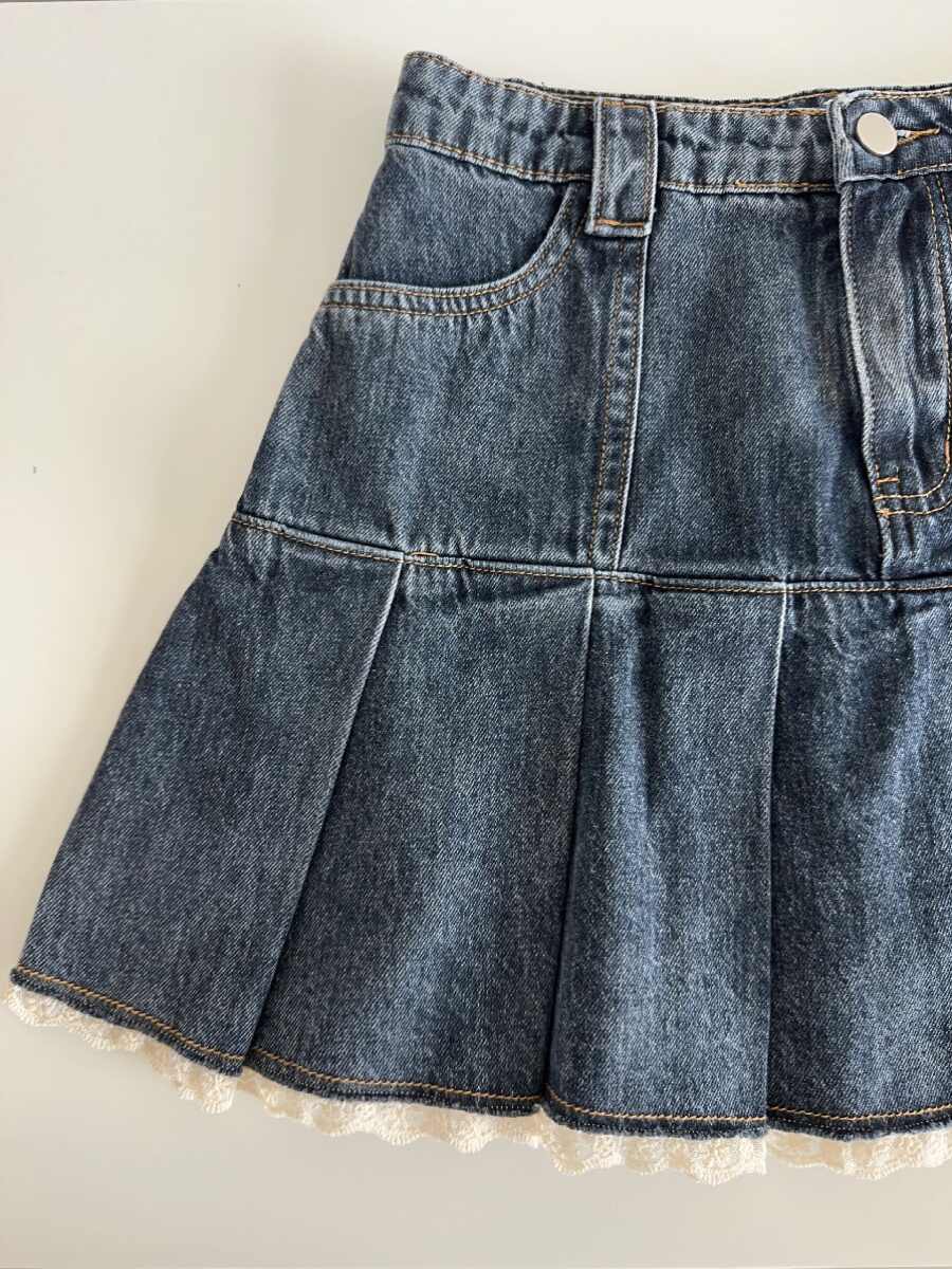 Lace-trimmed Denim Skirt
