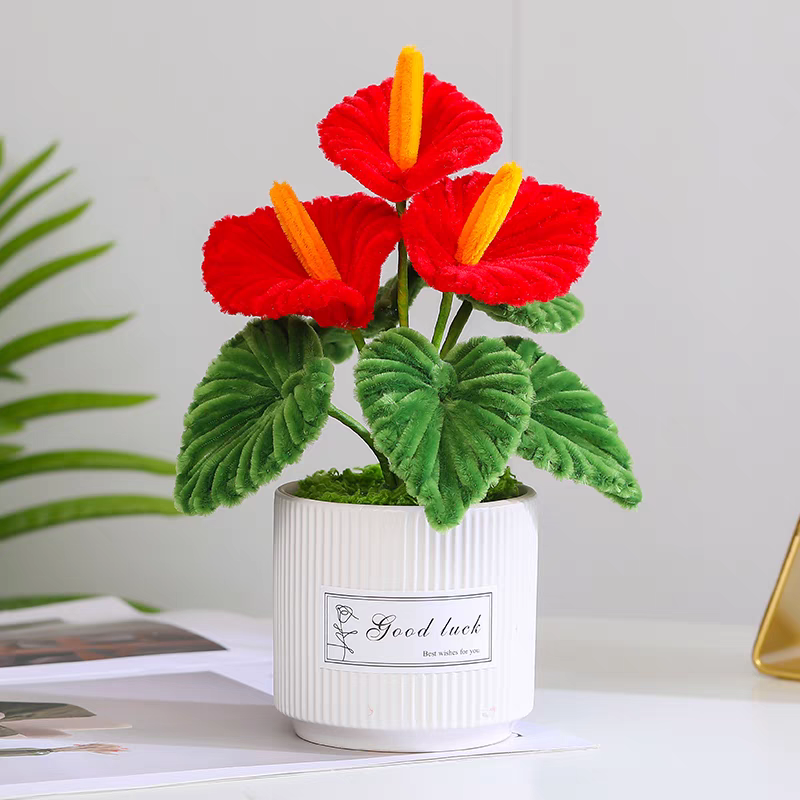 Finished twist stick large potted plant