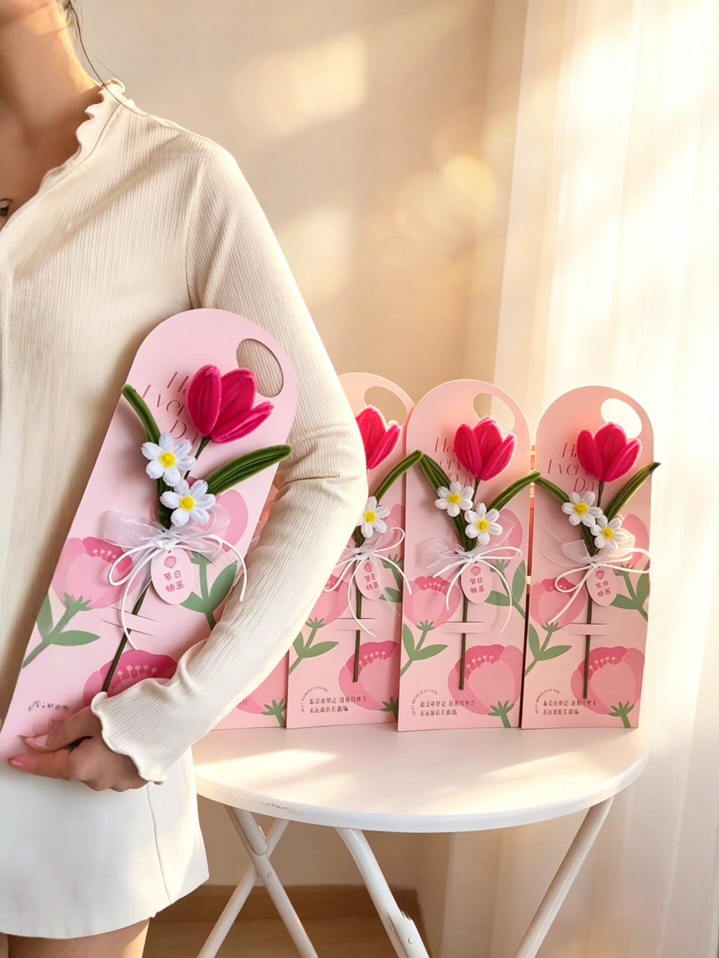 Tulip Bouquet & Card DIY Craft Kit with Chenille Stems