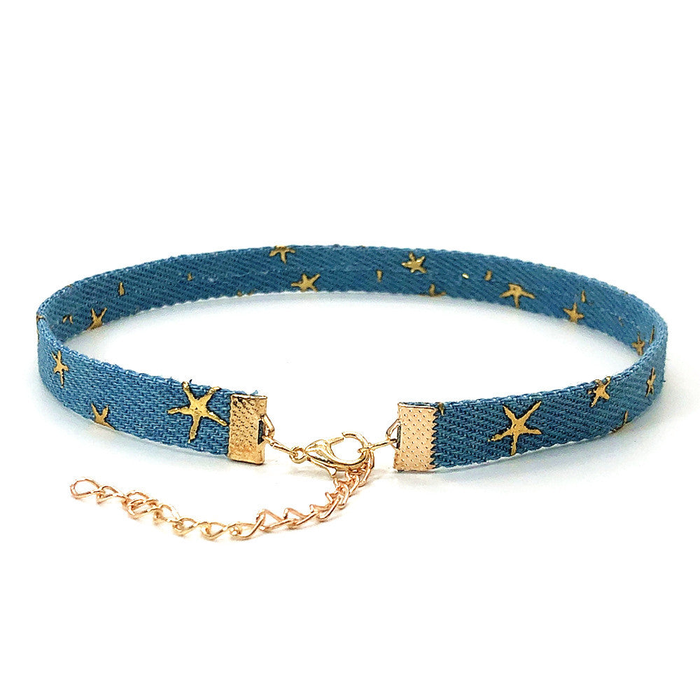 Y2K Denim Star Chain Choker