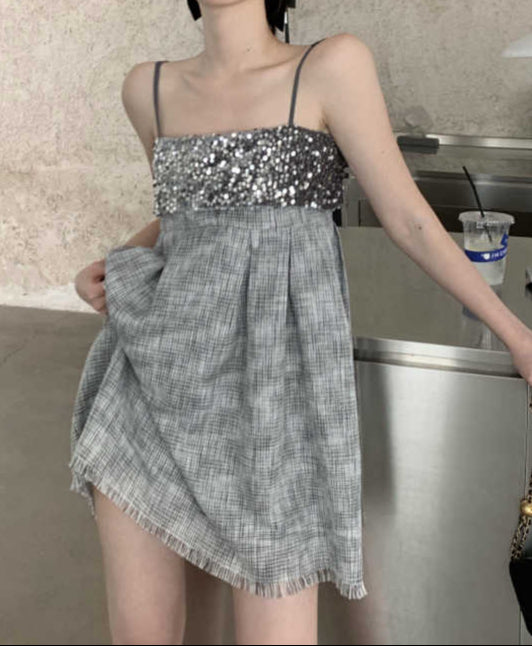 Light Sequined Suspender Dress