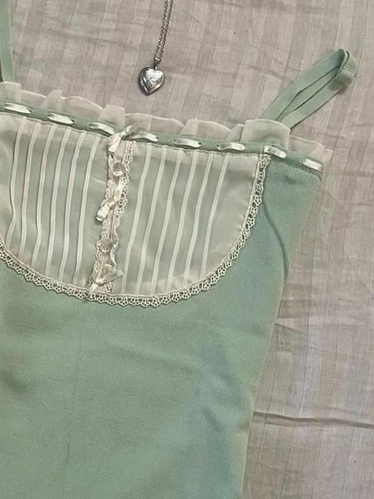 French Green Lace Top