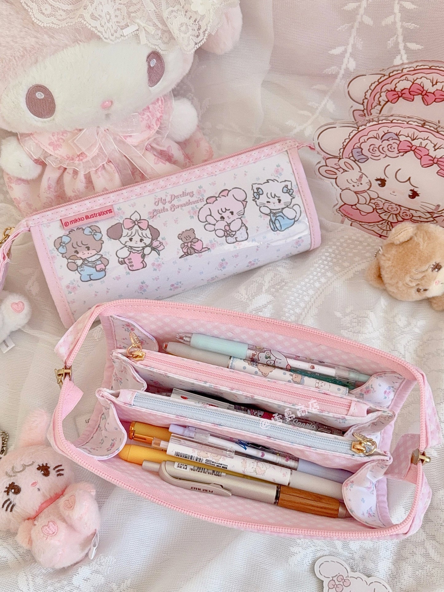 kawaii pink Pencil bag