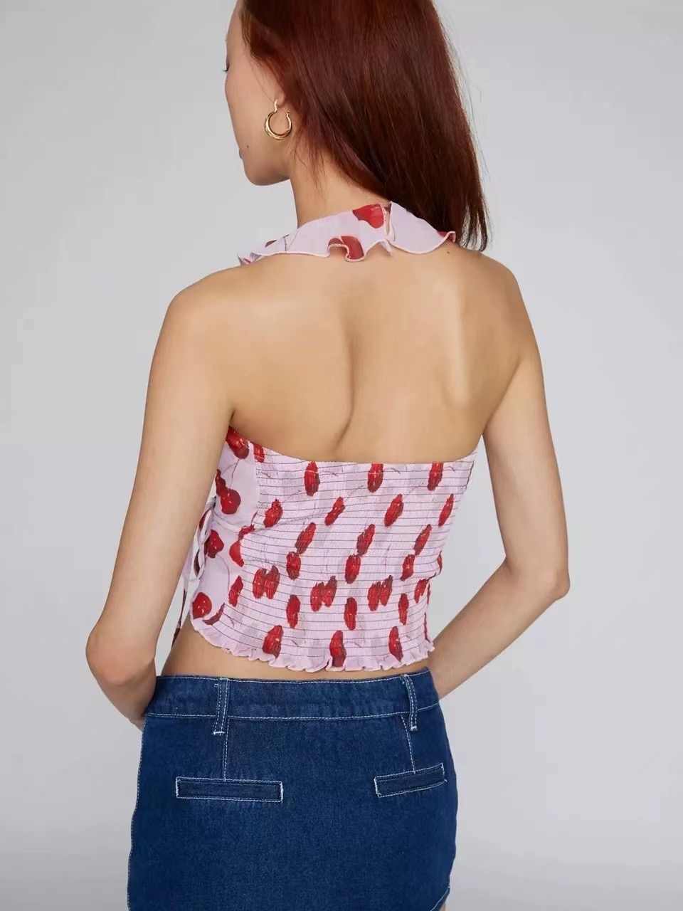 Cherry Chiffon Lace Tank Top