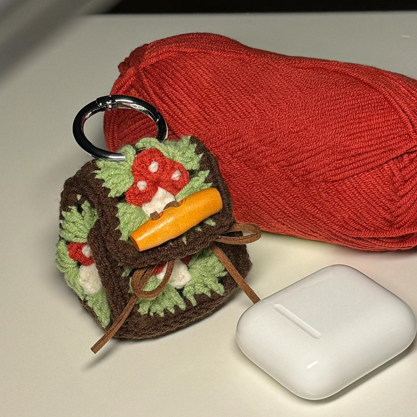diy crochet Forest mushroom earphone bag kit