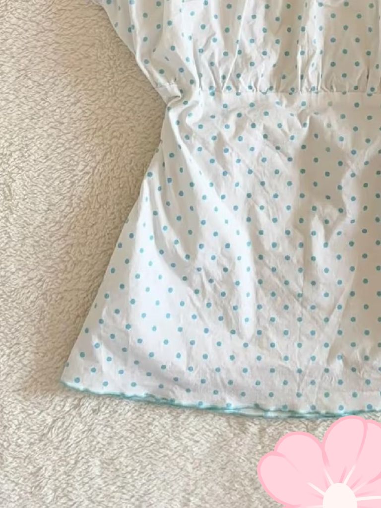 Pure cotton vintage fresh polka dot top