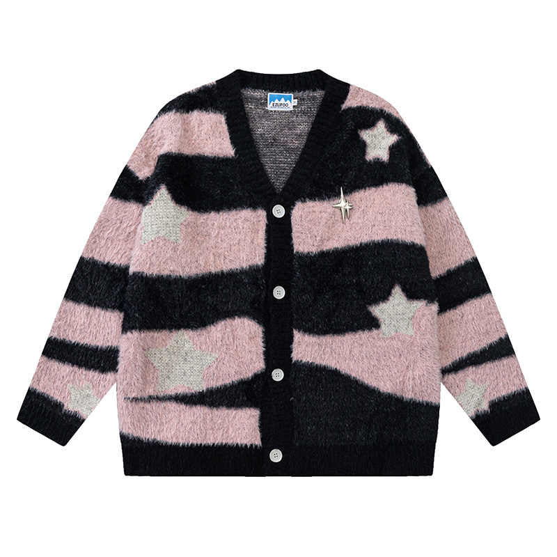 Y2K Billionaire Boy Striped Mohair Cardigan