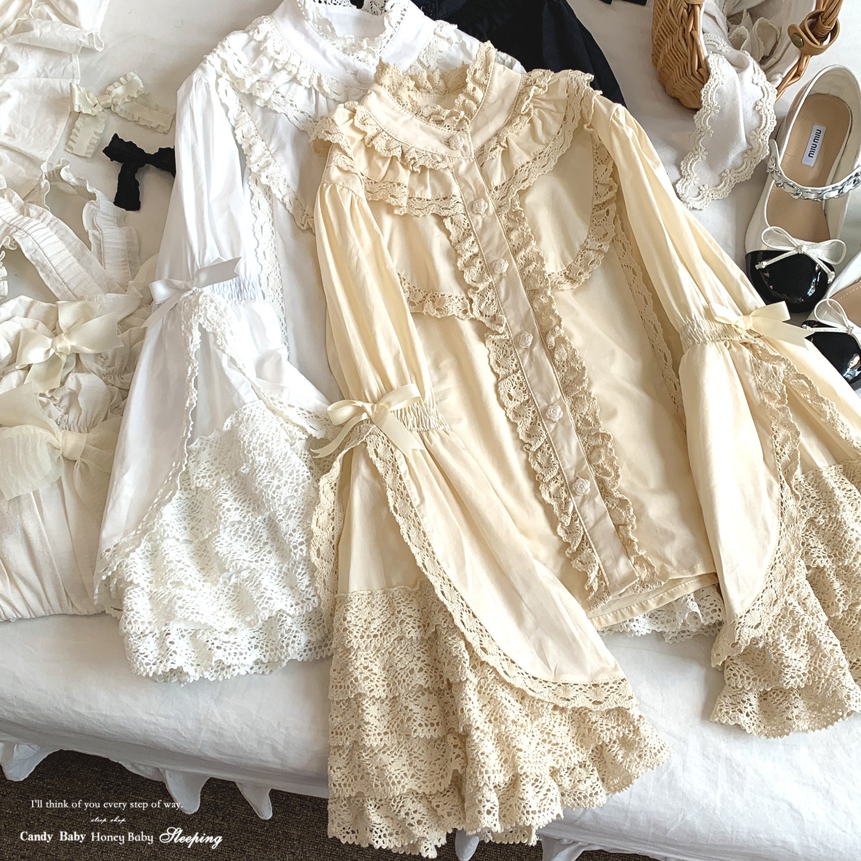 Lace Vintage Cotton Layered Ruffled Shirt