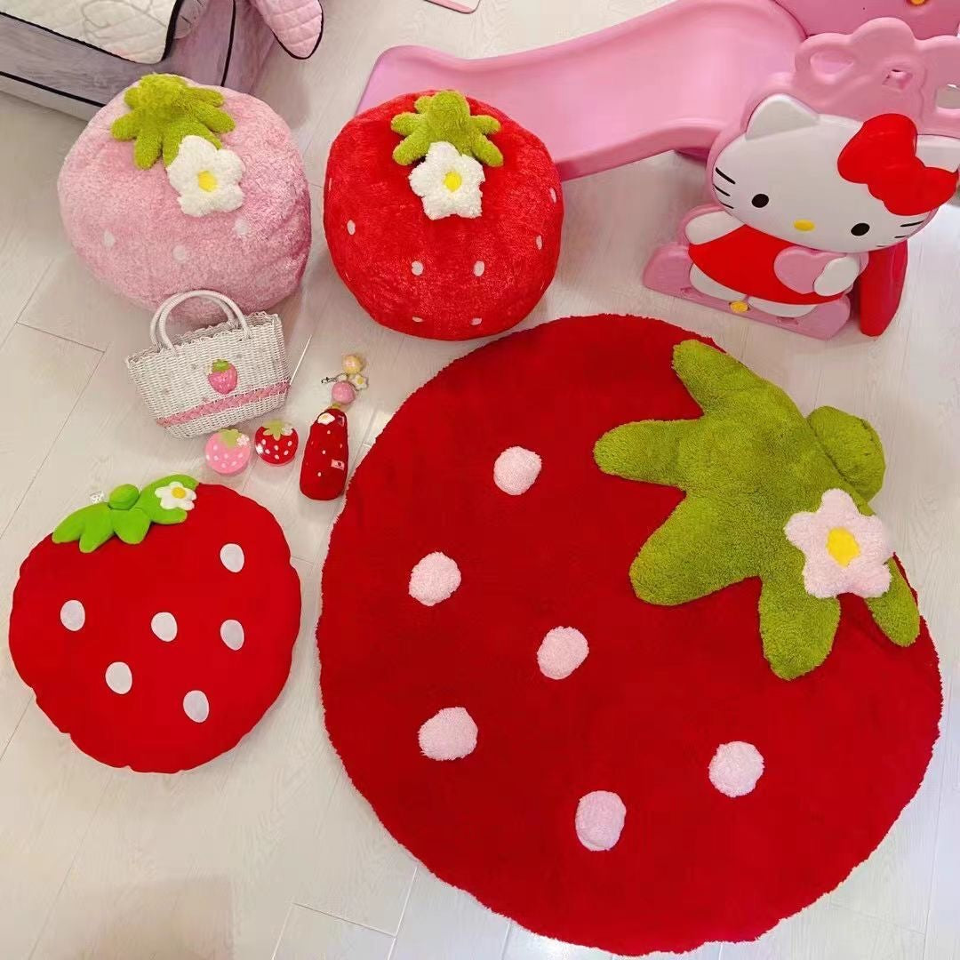 Cute pink strawberry cushion