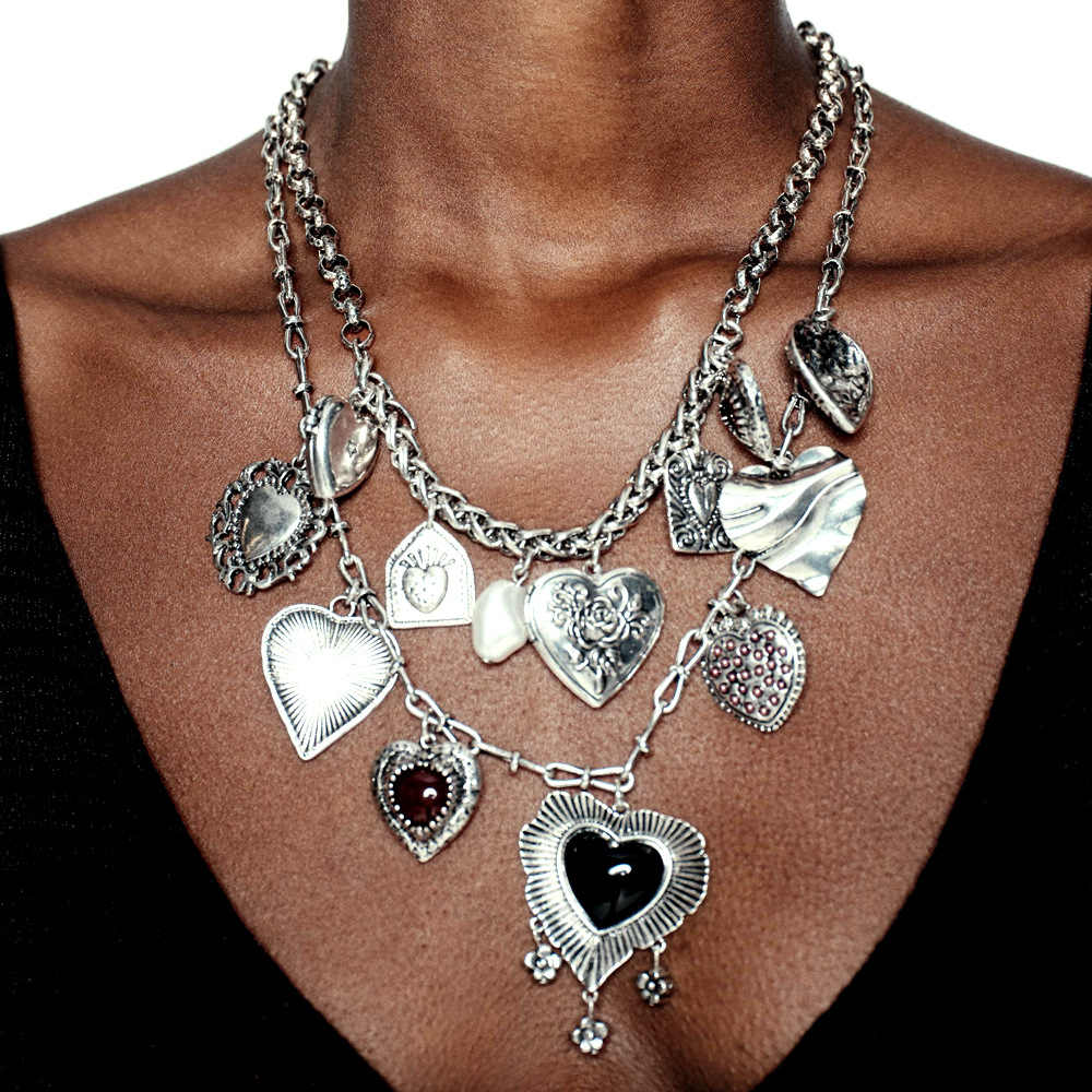 Dark Coquette Hearts Pendant Necklace