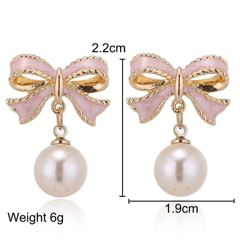 Cute Pink Bow Earrings