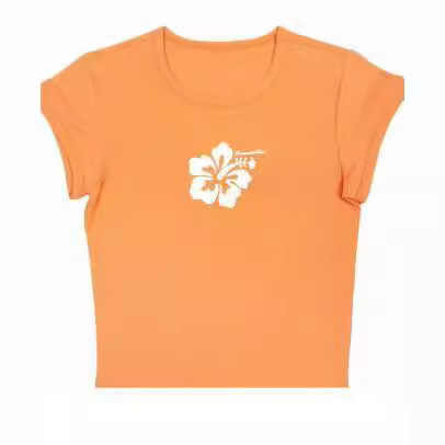 Flower Print Casual Crop Top