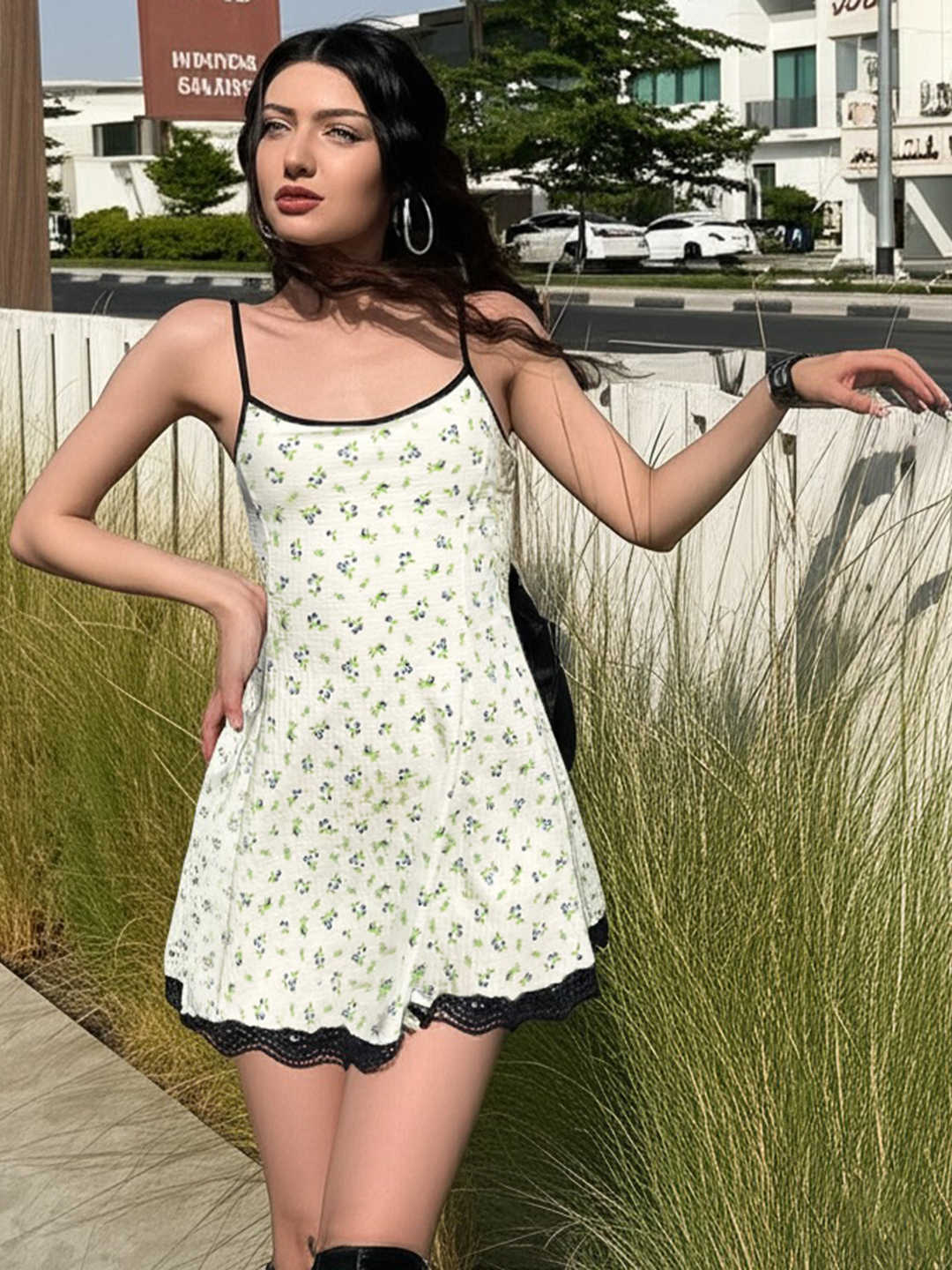 Fresh Floral Suspender Dress