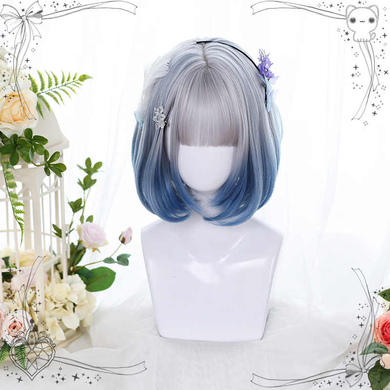 Hankawa Blue Short Wig