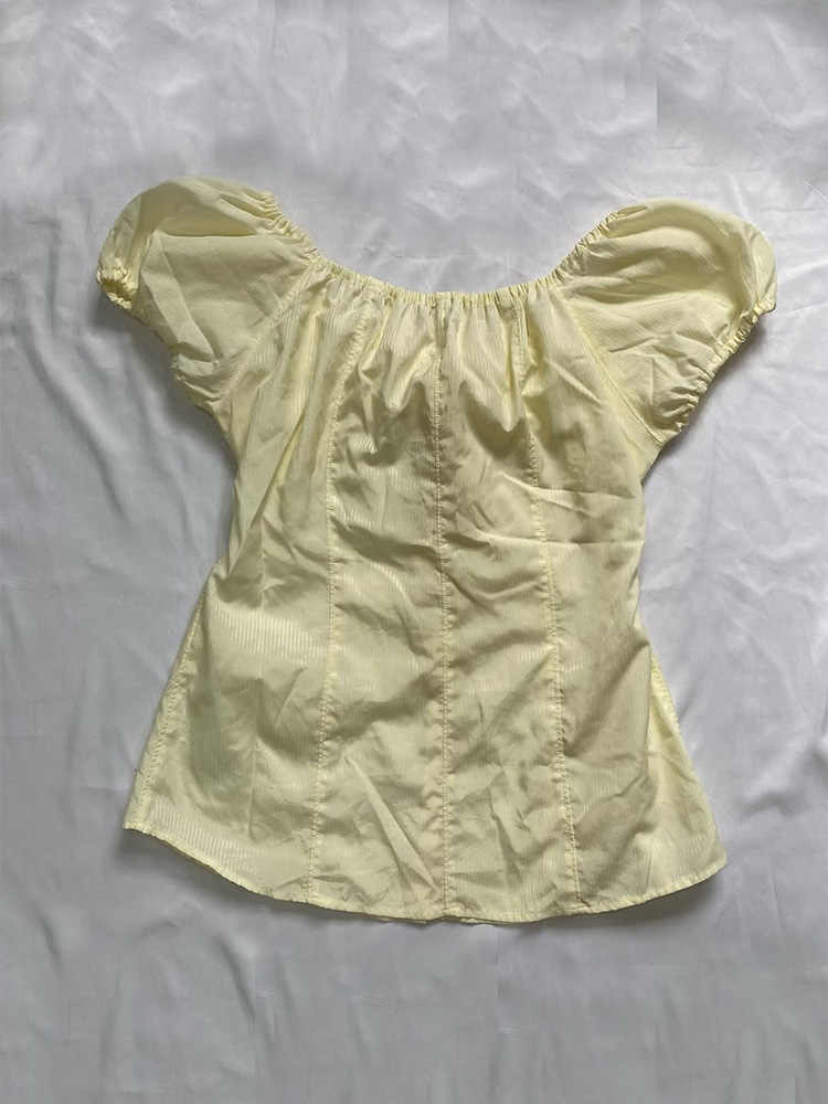 French Yellow Short-sleeved Shirt
