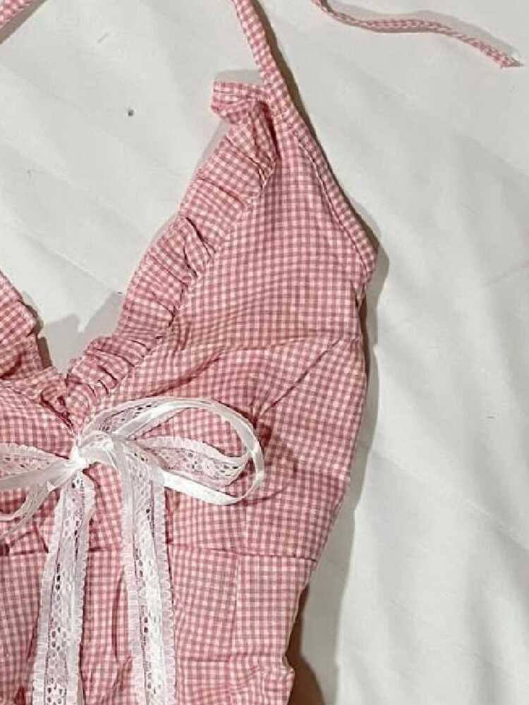 Bow Tie Halter-neck V-neck Top