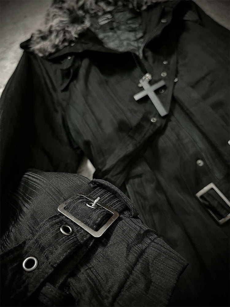 goth retro fur collar jacket