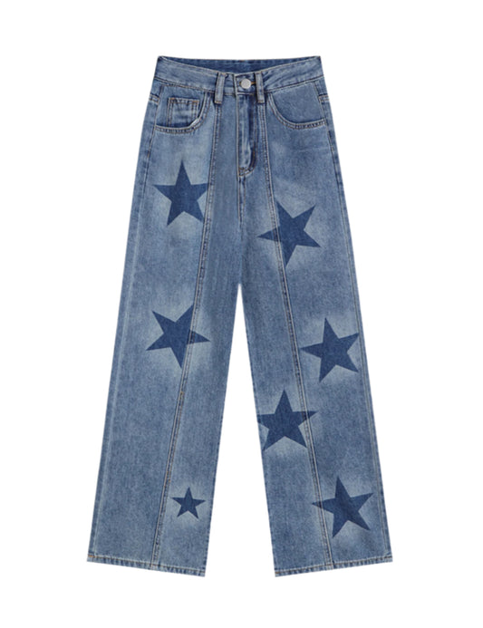 Y2K Star Denim Wide-leg Jeans