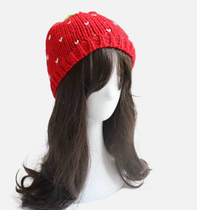 kawaii strawberry beanie