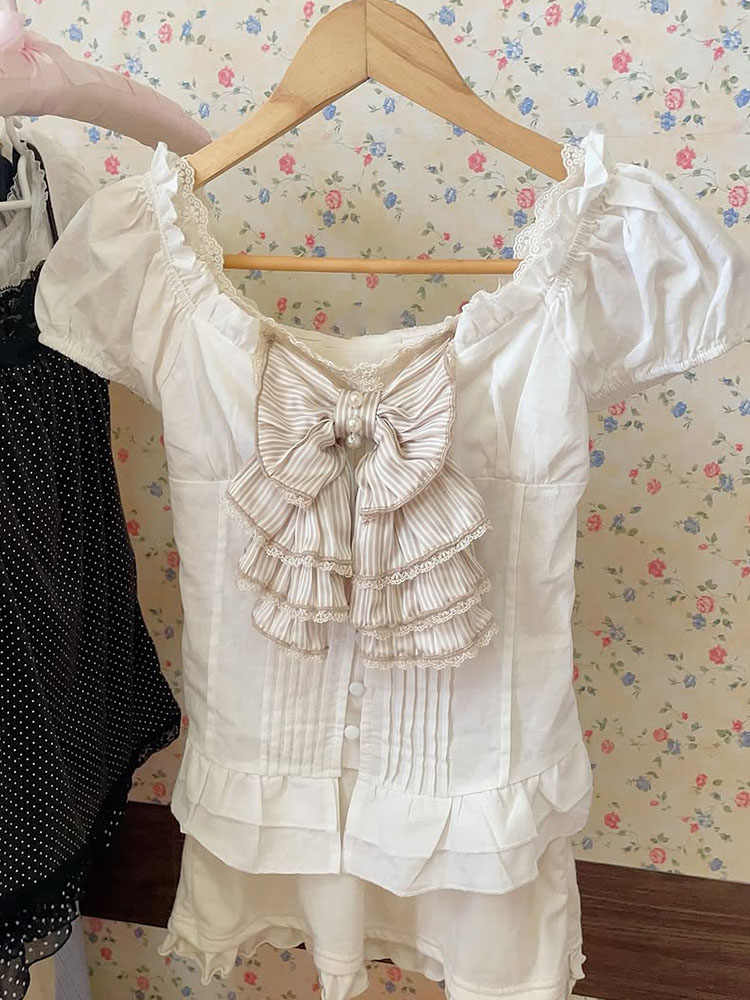 Retro White Bow Top