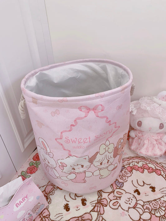 kawaii pink dirty clothes storage basket