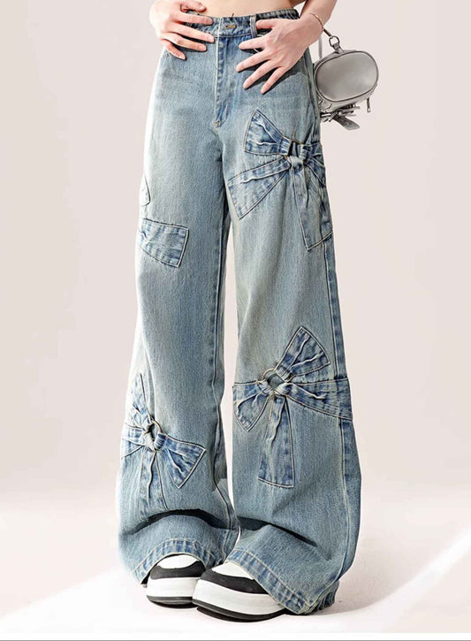 Coquette Bow Wide-leg Jeans