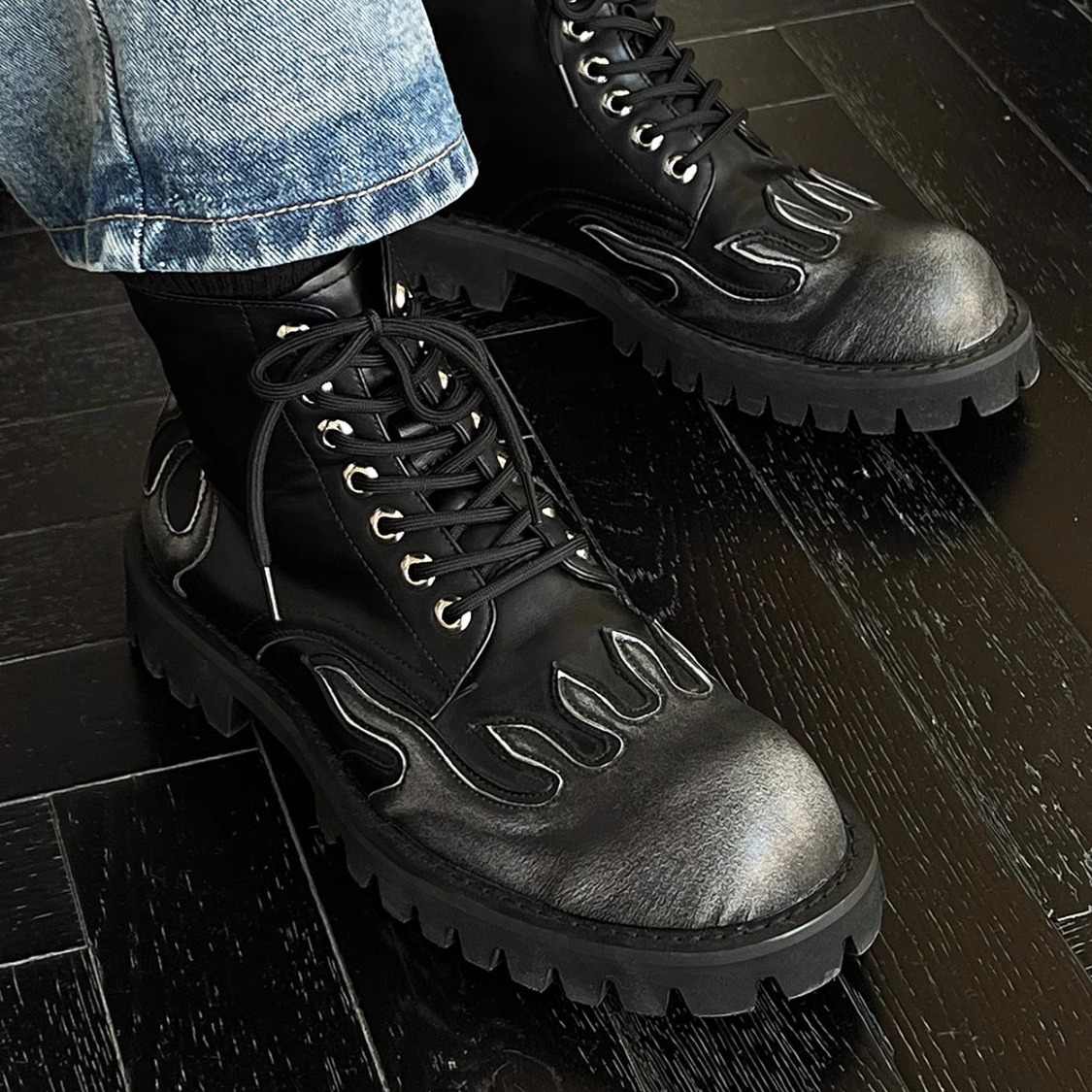 Grunge Flame Martin Boots