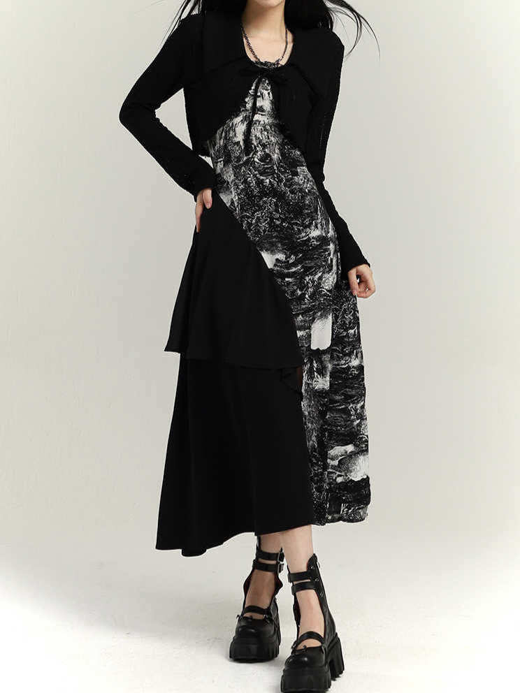 Acubi Ink Artistic Irregular Maxi Dress