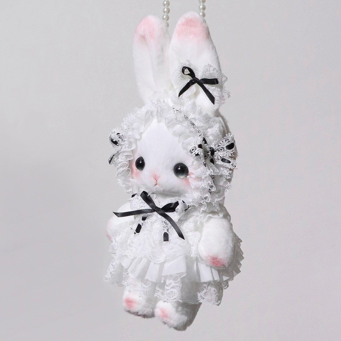 black bow lolita rabbit plush bag