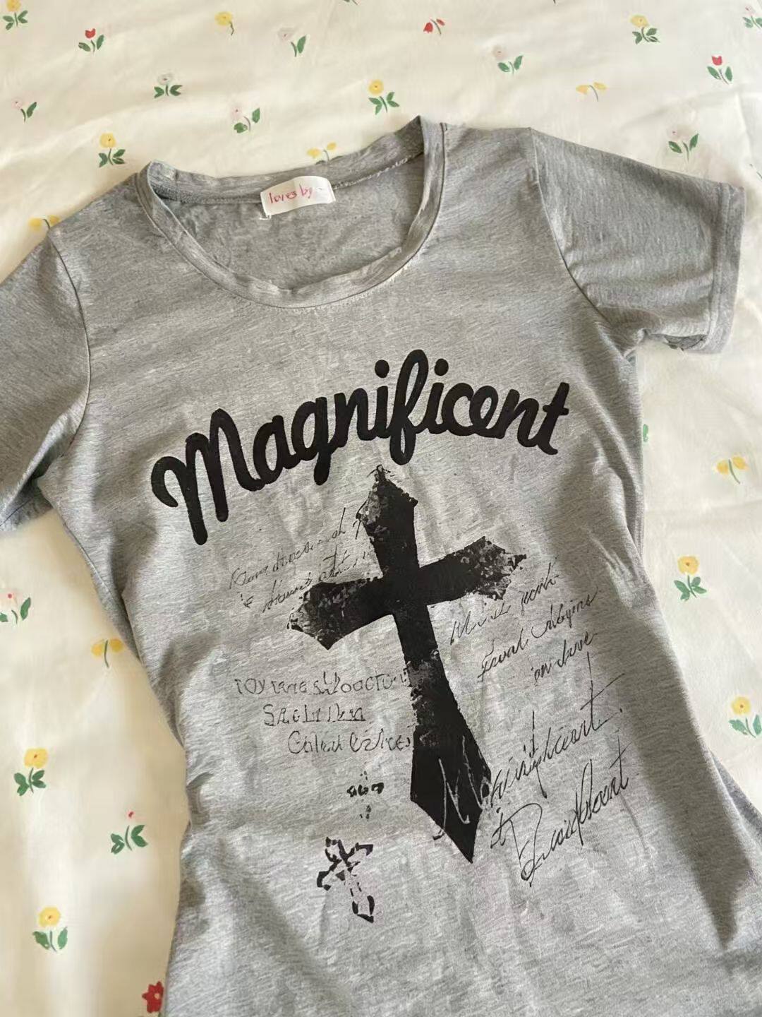 retro gray cross shirt