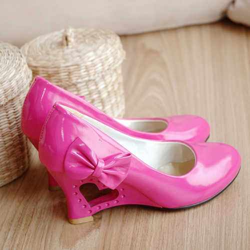 Peach Heart Bow Coquette Shoes