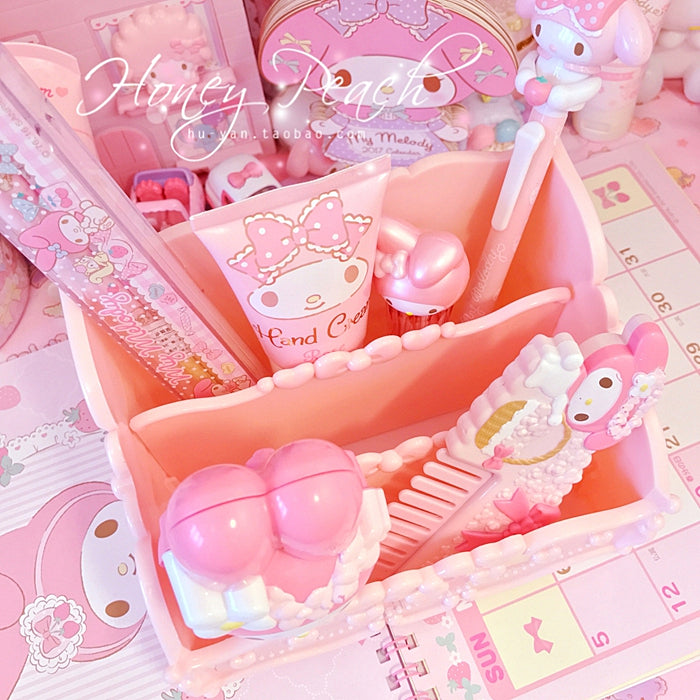 Soft Girl Heart Bow Love Cosmetic Storage Box