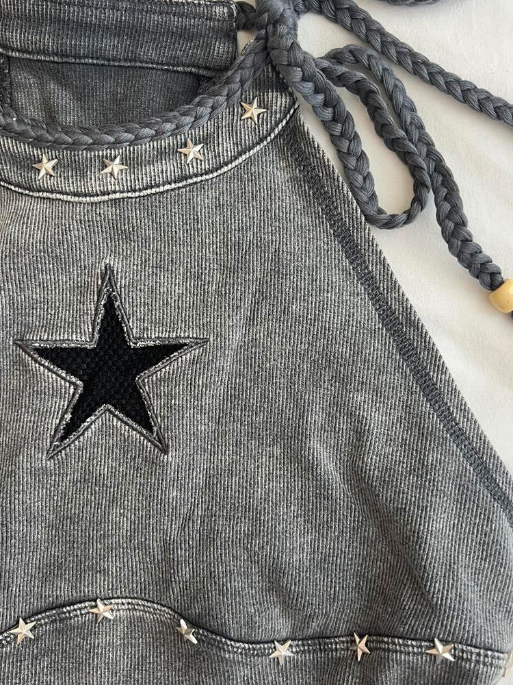 y2k gray halter-neck camisole