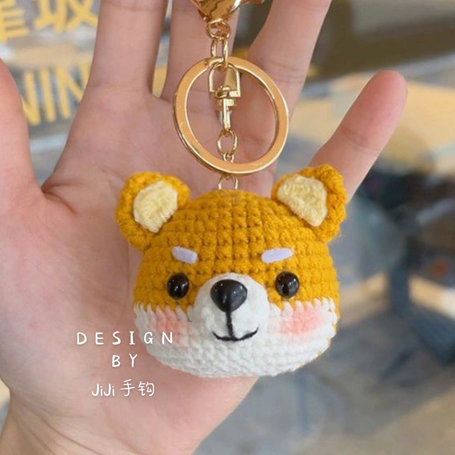 DIY crochet Akita dog keychain
